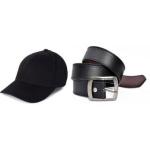 Men’s Premium Accessories Combo – NY Baseball Cap, Leather Belt & Wallet Set (Black & Navy Blue)