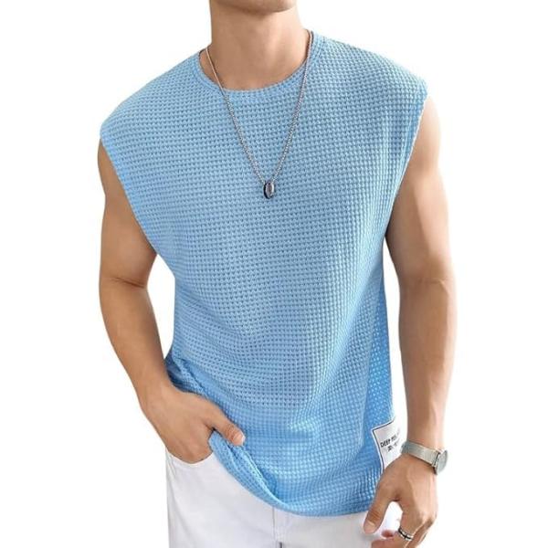O3e || T-Shirt for Mens Waffle Tank Tops Sleeveless Round Neck Polycotton Use for Gym, Running and Outdoor