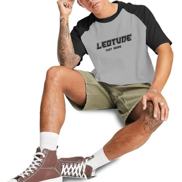 LEOTUDE Men Polycotton Classy Look Dri-Fit Round Neck Half Sleeve Tshirt| Colorful Oversized Fit T-Shirt for Mans