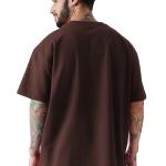 LEOTUDE Casual Half Sleeve Cottonblend Printed Round Neck Drop Shoulder Oversized Tshirt for Man (Color Brown)