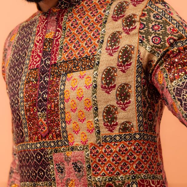 Men’s Multicolor Cotton Blend Printed Kurta – Stylish & Comfortable Regular Fit