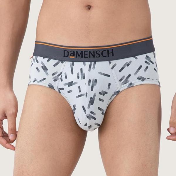 DAMENSCH Men's Regular Fit Printed Cotton Briefs | Combed Cotton, Stretchy Fabric, Anti-Bacterial