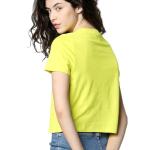 Neon Yellow Women’s Cotton Crop Top – Embroidered Short T-Shirt | Trendy Casual Streetwear