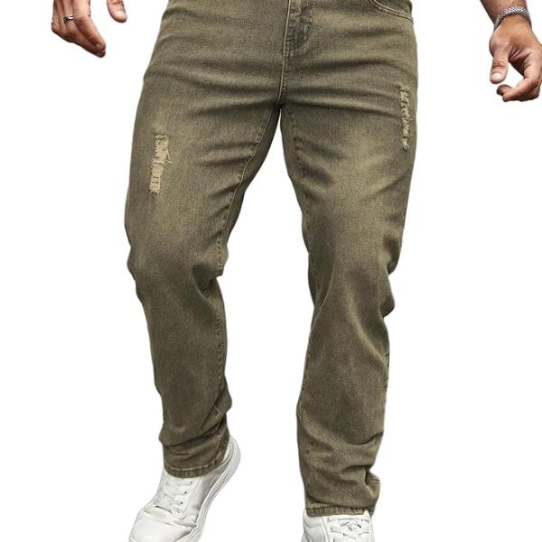 URBAN POCKETS Jeans for Men | Distressed Denim Pants with Slim Tapered Fit & Washed Look (Comfort-Tarry-U06-U07)