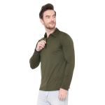 Men’s Cotton Blend Full Sleeve Polo Collar T-Shirt with Zip Neck – Dark Green & Olive