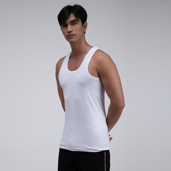 Amul Comfy Men's Innerwear Regular Fit Sleevless 100% Cotton White