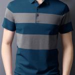 Men’s Polo Neck Regular Fit Half Sleeve Colorblocked T-Shirt – Soft, Breathable Teal Polycotton