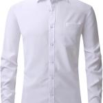 Men’s White Casual Solid Shirt – Premium Cotton, Full Season Wear