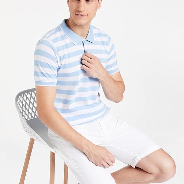 Symbol Men's Cotton Rich Striped Polo Tshirts | Collar Tshirts | Half Sleeves - Regular Fit
