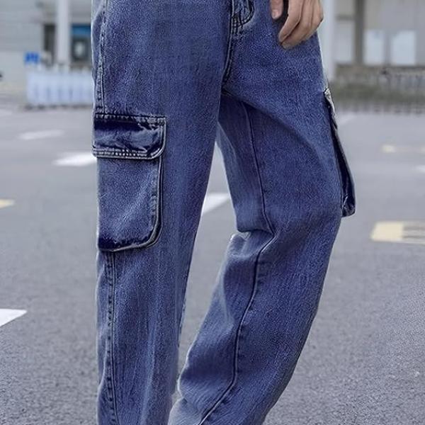 Ben Martin Men's Denim Cotton Cargo Jeans || Stretchable Baggy Fit || High Waist Loose Cargos for Men with Box Pockets || Stylish Gen-Z Streetwear