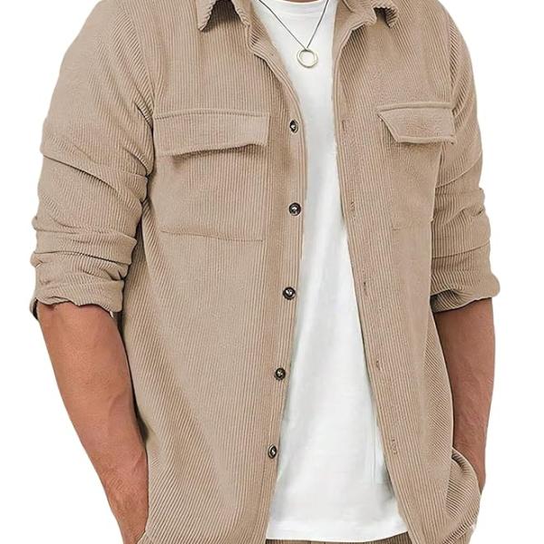 Men’s Stylish Polyester Casual Shirt – Regular Fit, Long Sleeves, Collared Neck (Rib Design)