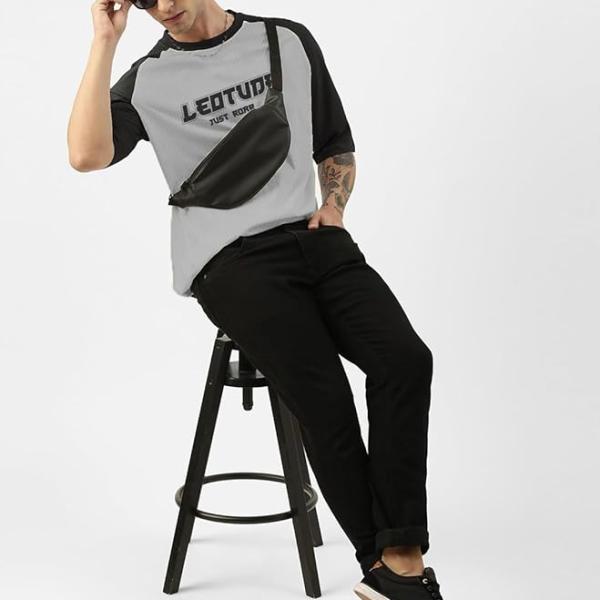 LEOTUDE Men Polycotton Classy Look Dri-Fit Round Neck Half Sleeve Tshirt| Colorful Oversized Fit T-Shirt for Mans