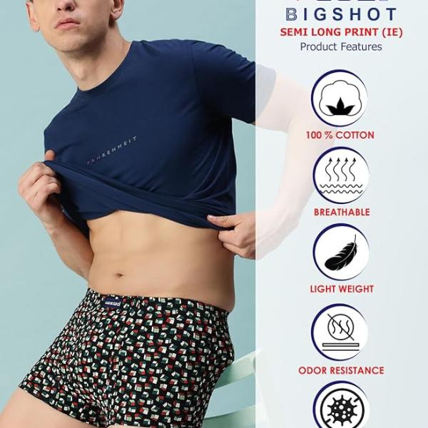Lux Cozi Mens 100% Cotton Printed Mini Trunk | Printed Mini Trunk for Men | Color and Print May Vary | Mini Trunk for Men Pack of 3