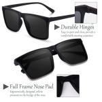 Retro Square Lightweight UV Protection Sunglasses – Unisex Classic Black Frame (Medium Size)