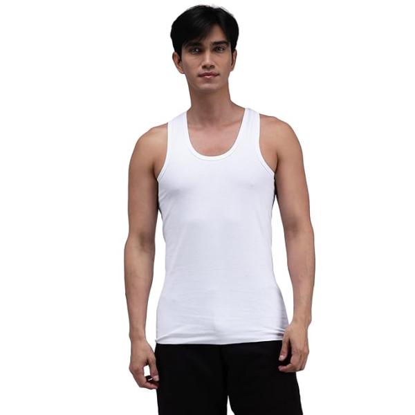Amul Comfy Men's Innerwear Regular Fit Sleevless 100% Cotton White