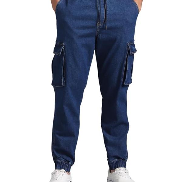INKD Men's Regular Fit Joggers - Mid -Rise | Cotton Blend | Stretchable Fabric| Elasticated Waistband | Jeans for Men