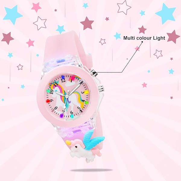 Kids 3D Cartoon Analog Watch with LED Disco Lights | Soft Strap | Unbreakable Case | Fun Character Wristwatch