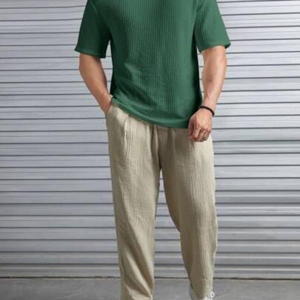 O3e® Mens Solid Dotted Unique Design Oversized Tshirt for Men - Round Neck Loose Fit Drop Shoulder Mens T-Shirt