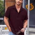 ColorChakra Casual Waffle Knit Shirt for Men Stylish Half Sleeve Mens Shirts M to 3XL