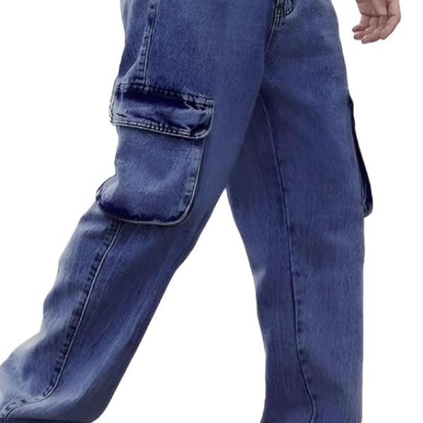 Ben Martin Men's Denim Cotton Cargo Jeans || Stretchable Baggy Fit || High Waist Loose Cargos for Men with Box Pockets || Stylish Gen-Z Streetwear