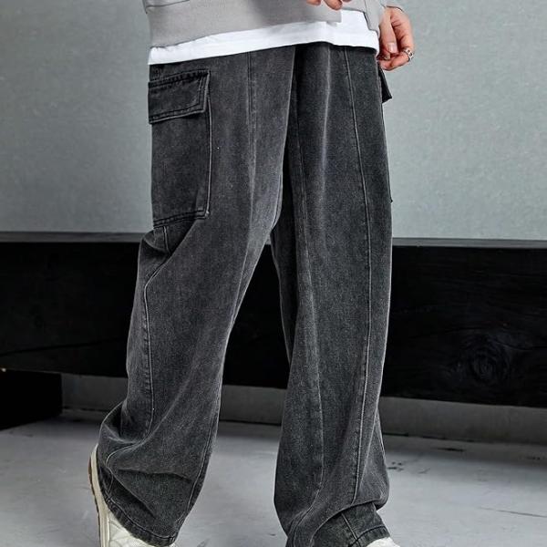 KOTTY Men's Denim Cargo Jeans – Stylish Utility Pants with Multiple Pockets and Durable Stretch Denim Fabric