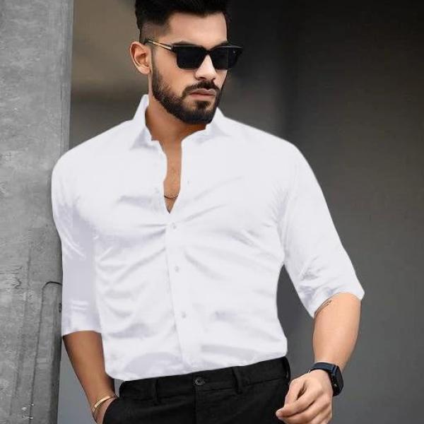 Shirt for Men Cotton Plain Spread Collar Casual Shirt Parfect for ormal Wear, Home Wear, Office Wear