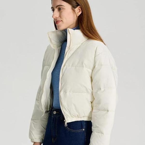 Women’s Nylon Full Sleeve Solid Puffer Jacket – Standard Length, Winter-Ready Warmth