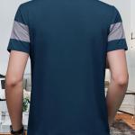 Men’s Navy Blue Mercerized Cotton Stripe Collar Half Sleeve T-Shirt – Regular Fit