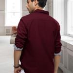 Pinkmint Casual Shirt for Men Stylish Mens Shirt Soild Regular Fit Long Sleeve Formal Wear Purple