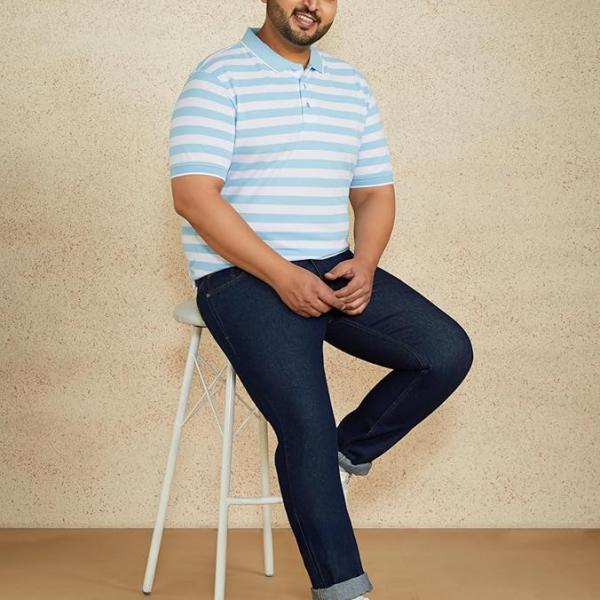 Symbol Men's Cotton Rich Striped Polo Tshirts | Collar Tshirts | Half Sleeves - Regular Fit