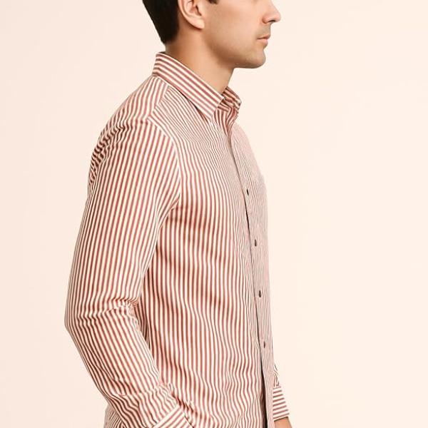 Yellow Dash Men's Cotton Striped Shirt | Casual & Formal Wear | Single Chest Pocket | Full Sleeve, Slim Fit