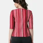 Friendswells Casual Women’s Pink Striped Printed Top | 3/4th Sleeves | Stylish Round Neck Top | Latest Trendy Tops for Women