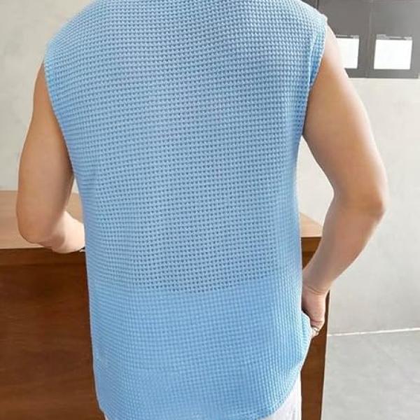 O3e || T-Shirt for Mens Waffle Tank Tops Sleeveless Round Neck Polycotton Use for Gym, Running and Outdoor