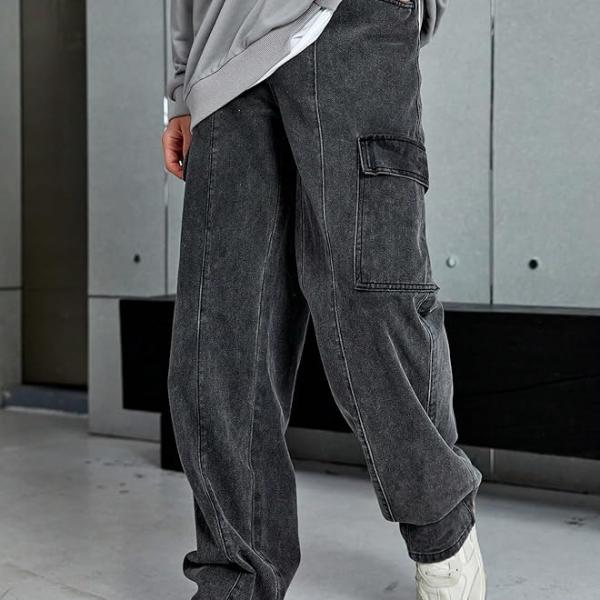 KOTTY Men's Denim Cargo Jeans – Stylish Utility Pants with Multiple Pockets and Durable Stretch Denim Fabric