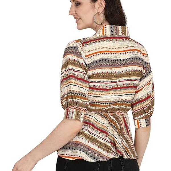 Women’s Printed Rayon Casual Top – Regular Fit, Half Sleeves, Stylish Western Wear