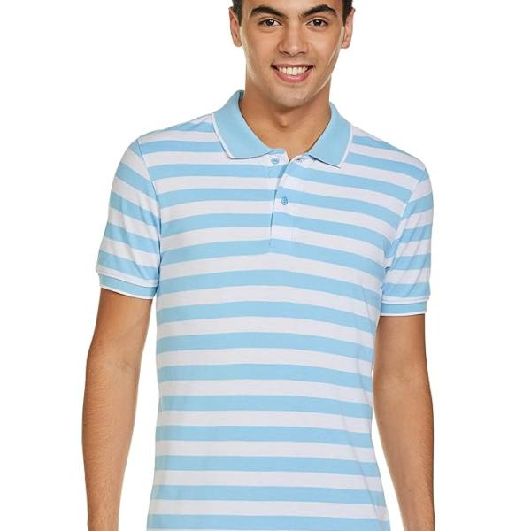 Symbol Men's Cotton Rich Striped Polo Tshirts | Collar Tshirts | Half Sleeves - Regular Fit