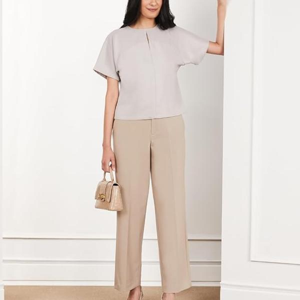 Women’s 4-Way Stretch Wide-Leg Formal Trousers – Flexi-Waist, Easy-Care, Desk-to-Dinner Wear