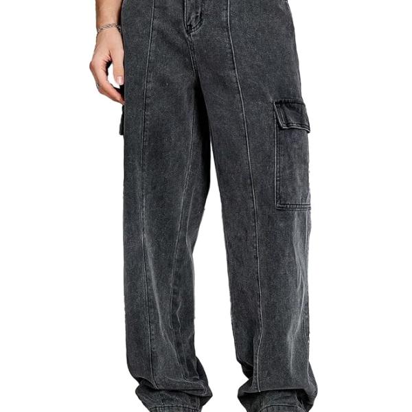 KOTTY Men's Denim Cargo Jeans – Stylish Utility Pants with Multiple Pockets and Durable Stretch Denim Fabric