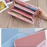 Luxury Women’s Leather Wallet – Blue Designer Clutch Purse with Multi-Slot Storage, Zip Pocket & Mobile Holder