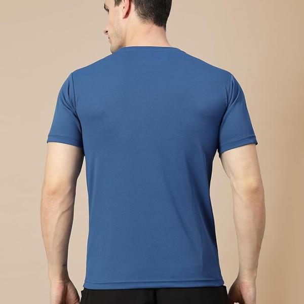 Solid Quick Dry Half Sleeve Regular Fit Round Crew Neck Active Sportswear Gym T-Shirt for Workout Training Running and Fitness Activities