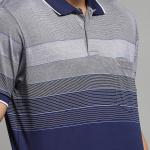 Men’s Navy Blue Mercerized Cotton Stripe Collar Half Sleeve T-Shirt – Regular Fit