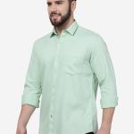 Pastel Green Solid Smart Fit Semi-Casual Men’s Shirt – 100% Cotton | FriendsWells