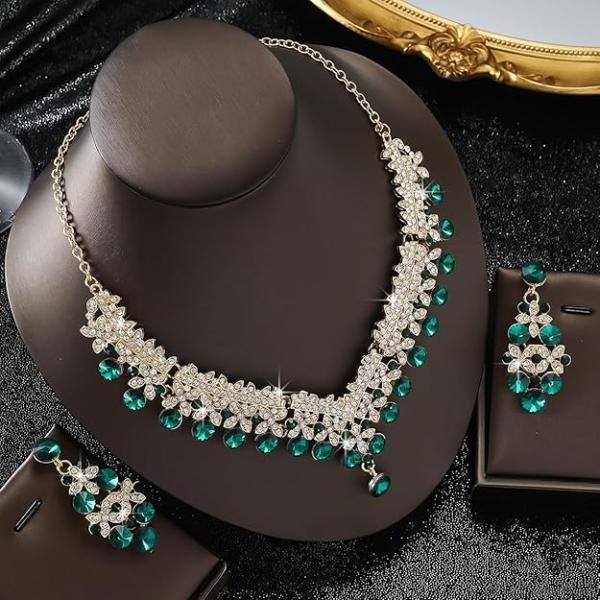 Latest Fancy Wedding Crystal Diamond Necklace Set for Women | Premium Party Wear Jewellery