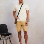 Mens Cotton Rich Stretchable Regular Fit Chino Shorts |Slant Pockets