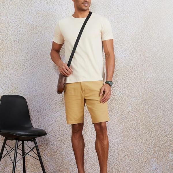 Mens Cotton Rich Stretchable Regular Fit Chino Shorts |Slant Pockets
