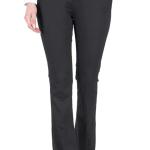 Women’s Black Formal Office Pants – Solid Cotton Blend, Button & Zip Closure