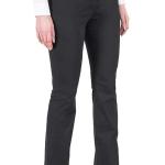 Women’s Black Formal Office Pants – Solid Cotton Blend, Button & Zip Closure