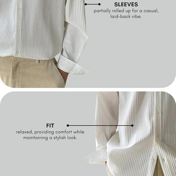 GRECIILOOKS Mens Formal Button Down Shirt – Slim Fit Polycotton Shirt's for Men | Textured Full Sleeve| Business & Meeting Ready