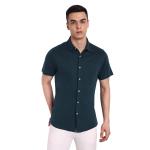 Men’s Navy Pure Cotton Collared Shirt – Versatile Formal & Casual Wear, Half Sleeve, No Pocket, Perfect Fit