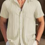 Casual Shirts |Half Sleeve|Line Textured|Solid Regular Fit Shirt